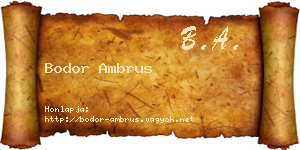 Bodor Ambrus névjegykártya